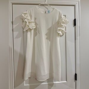 Elegant White Ruffle Sleeve Dress